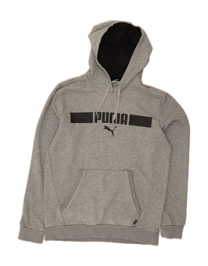 PUMA Mens Graphic Hoodie Jumper Small Grey Cotton Vintage Puma and Second-Hand Puma from Messina Hembry 