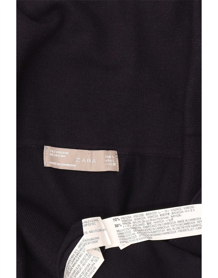 Top Zara da donna a maniche lunghe UK 14 Large in viscosa blu navy