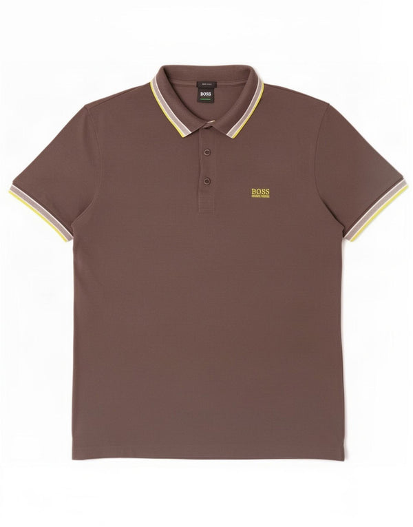 Polo da uomo Hugo Boss XL in cotone a righe grigie