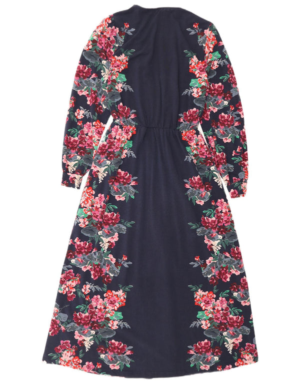 Abito lungo da donna a maniche lunghe Joules UK 12 Cotone floreale medio blu navy