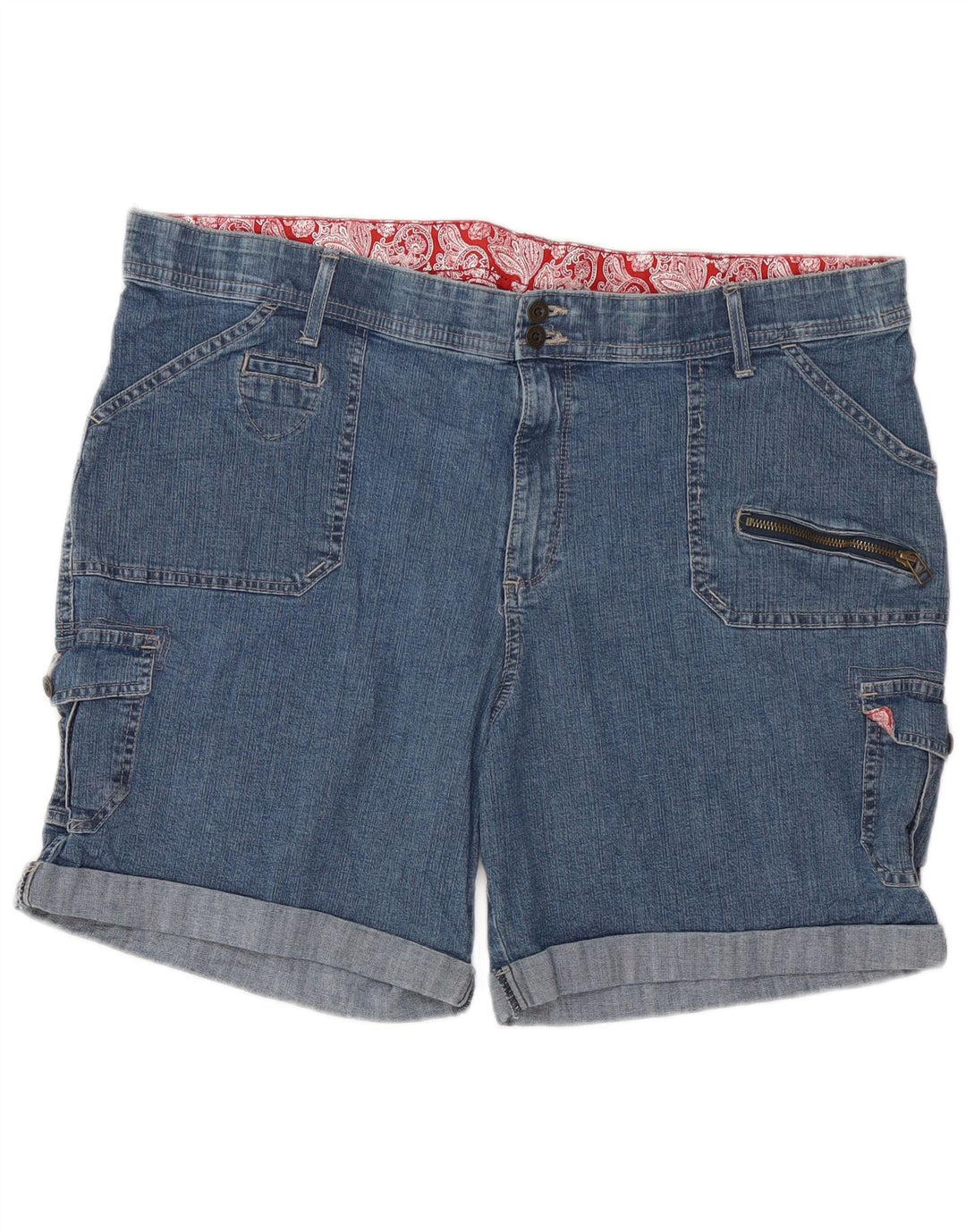 Pantaloncini di jeans cargo da donna Lee US 22 3XL W42 cotone blu
