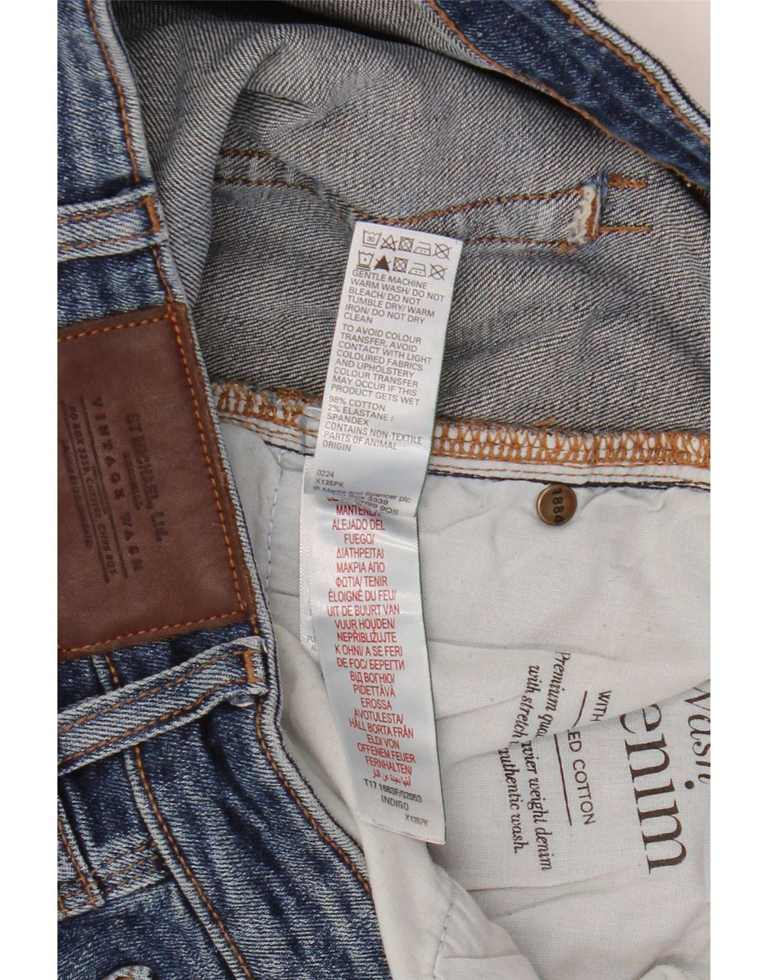 Jeans dritti da uomo Marks & Spencer W38 L31 cotone blu
