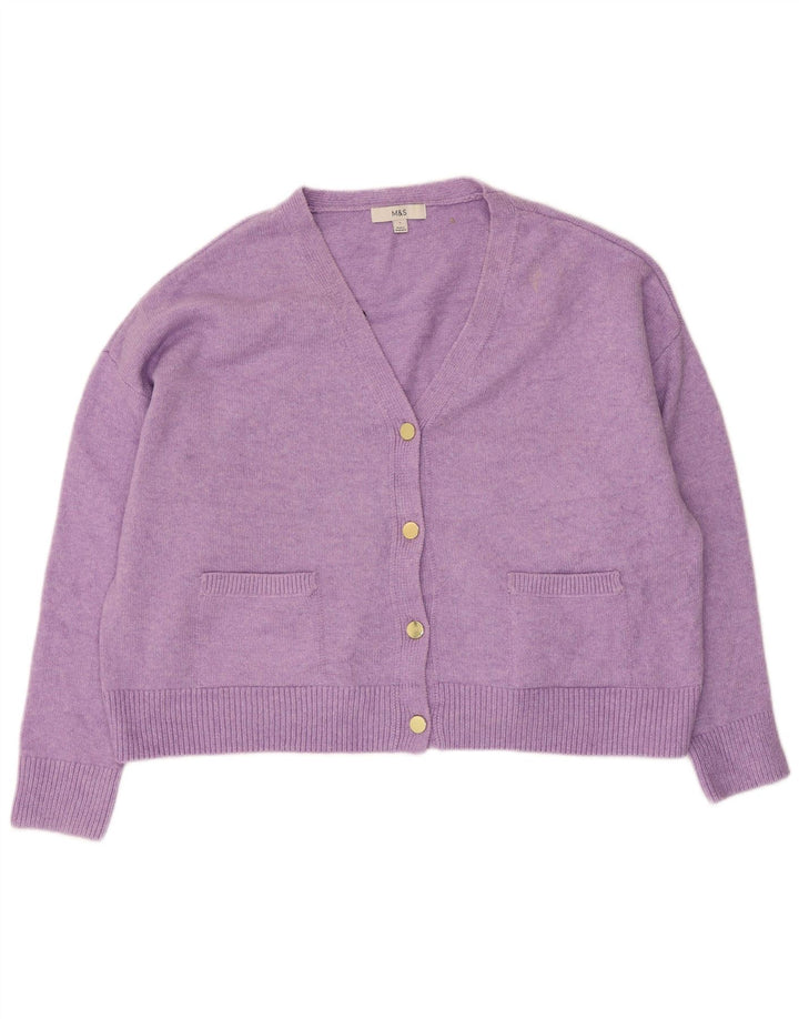 Maglione cardigan oversize corto da donna Marks & Spencer UK 16 grande viola