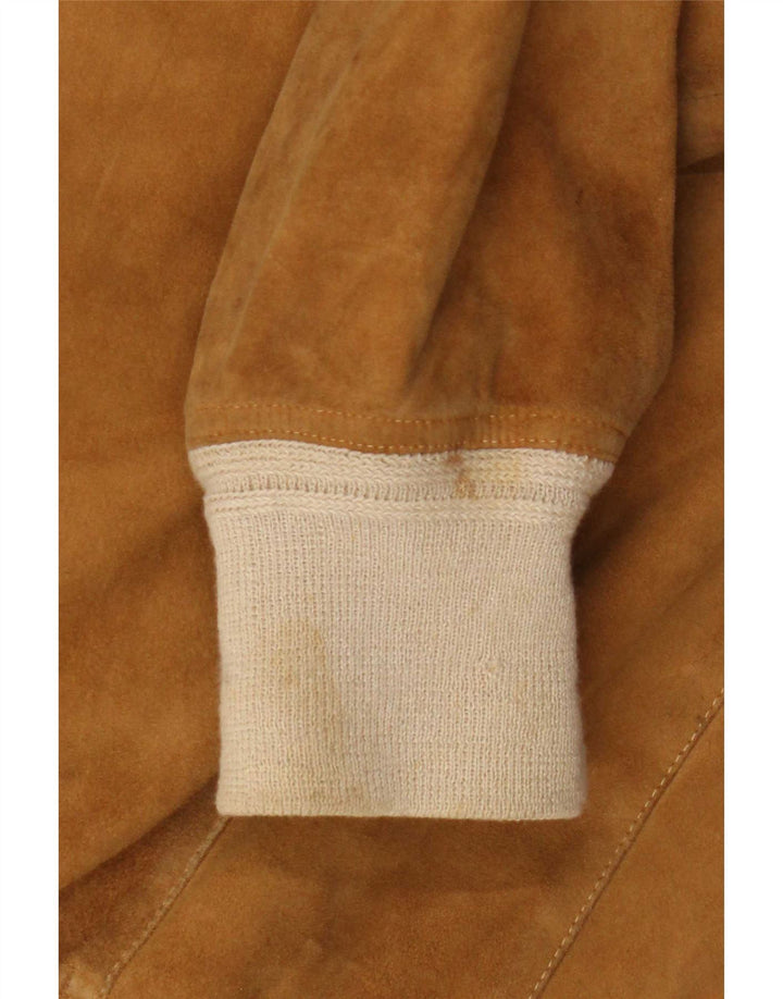 Giubbotto bomber vintage in pelle scamosciata da uomo IT 52 XL in pelle beige