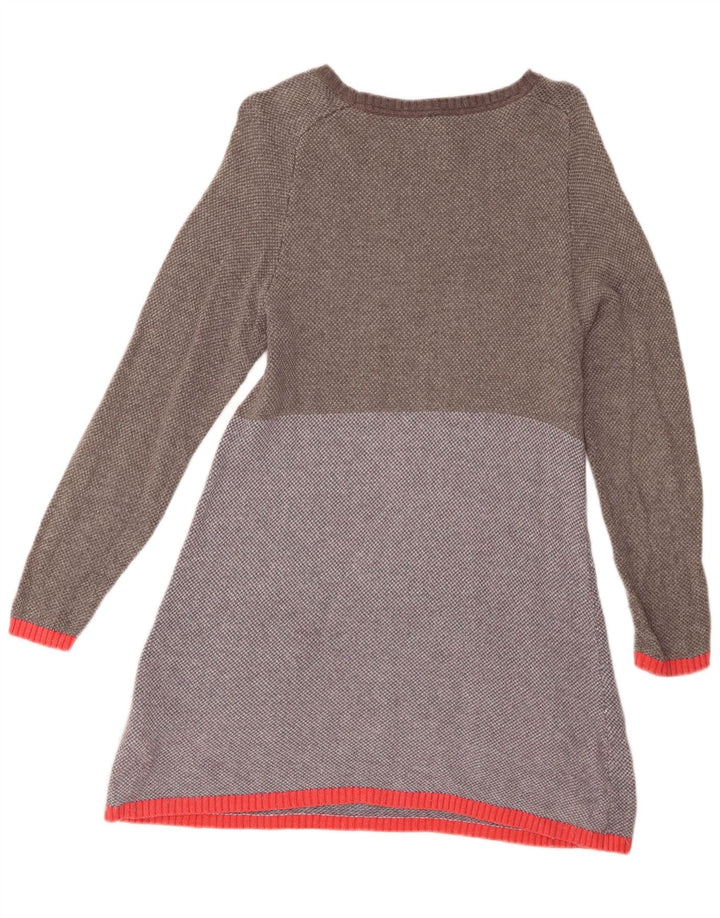 WHITE STUFF Abito maglione da donna UK 12 Cotone color block grigio medio