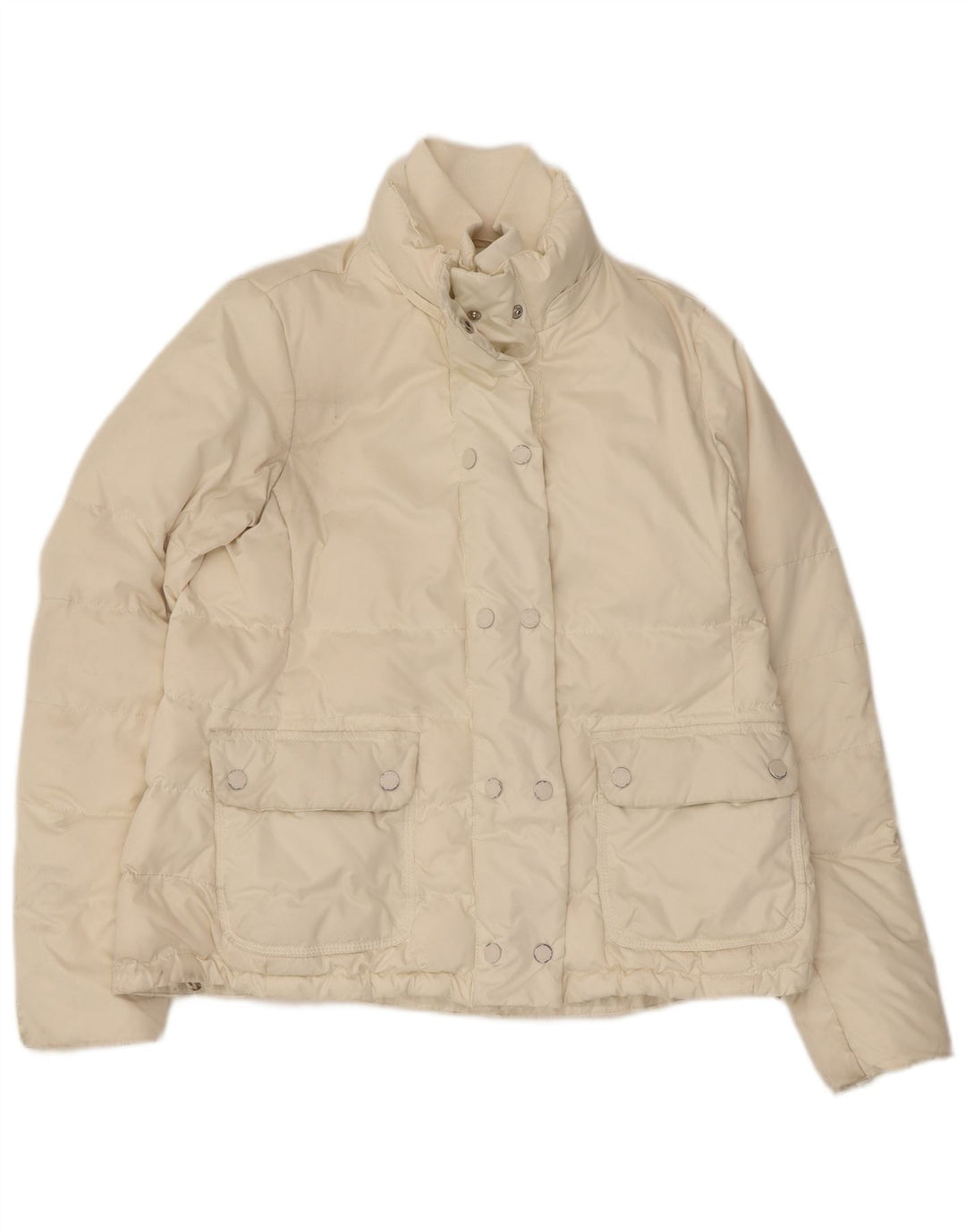 Giacca imbottita da donna Tommy Hilfiger UK 14 poliestere bianco sporco medio