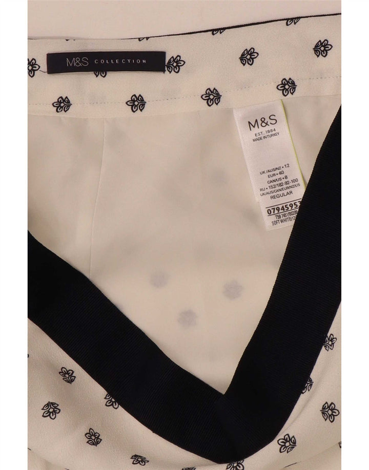 Gonna asimmetrica da donna Marks & Spencer UK 12 media W30 bianca floreale