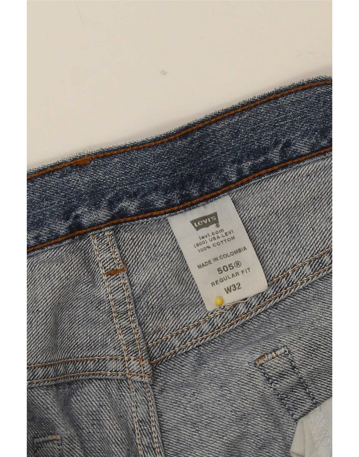 Levi's Uomo 505 Pantaloncini di jeans vestibilità regolare effetto invecchiato medio W32 cotone blu