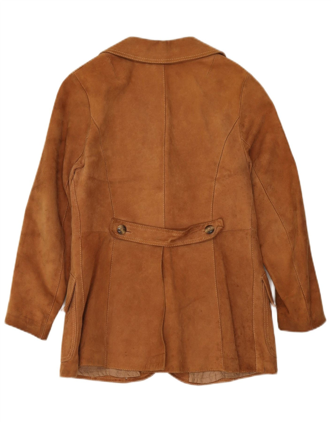 Giacca blazer da donna in pelle scamosciata a 3 bottoni VINTAGE IT 42 Marrone medio