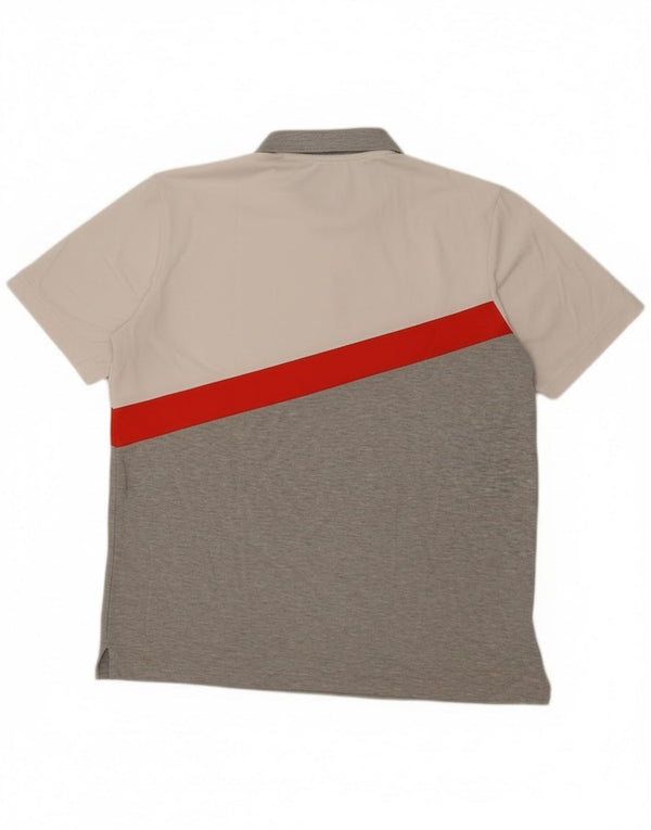 Polo Adidas Climalite da uomo grande in poliestere color block grigio