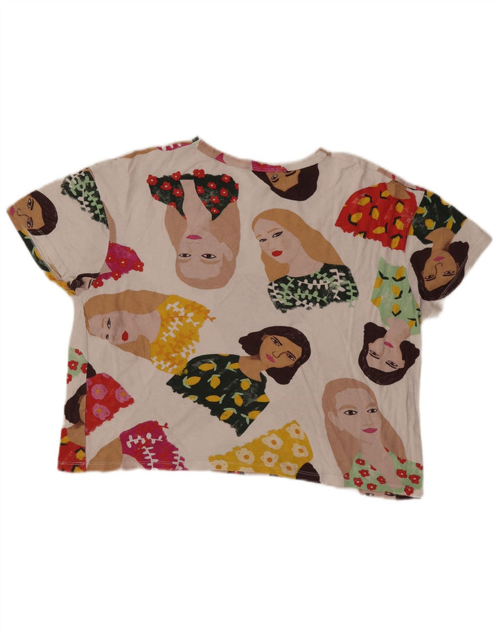 T-shirt grafica oversize corta da donna Zara UK 10 piccola bianca