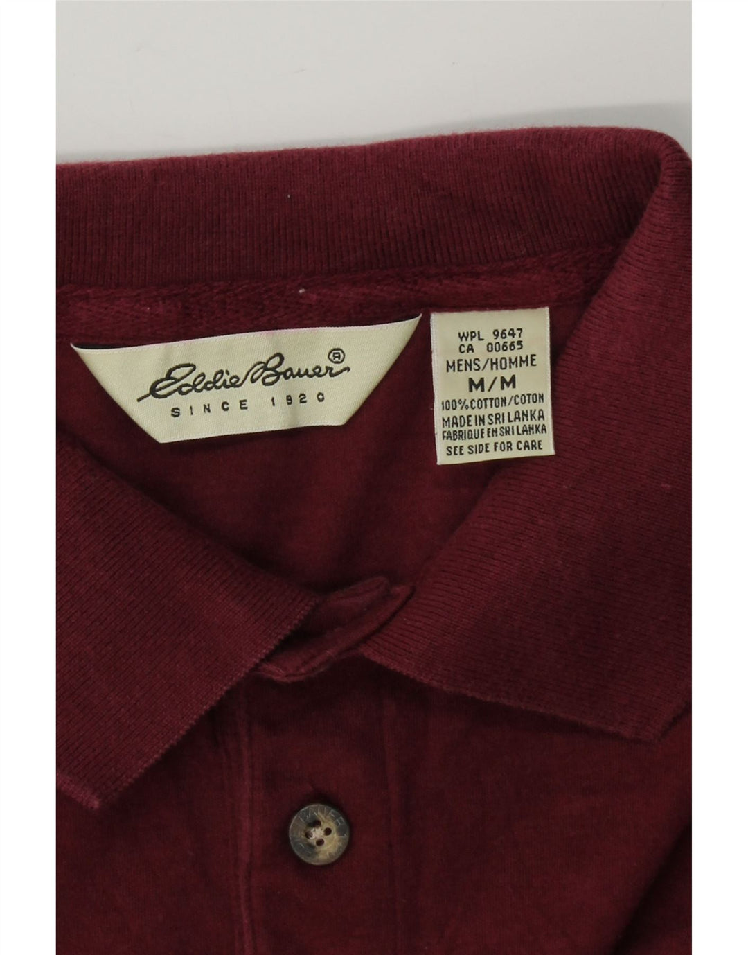 EDDIE BAUER Mens Polo Shirt Medium Maroon Cotton Vintage Eddie Bauer and Second-Hand Eddie Bauer from Messina Hembry 