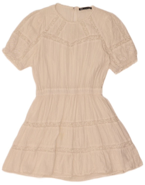 Abito a strati da donna Zara UK 10 piccolo in cotone bianco
