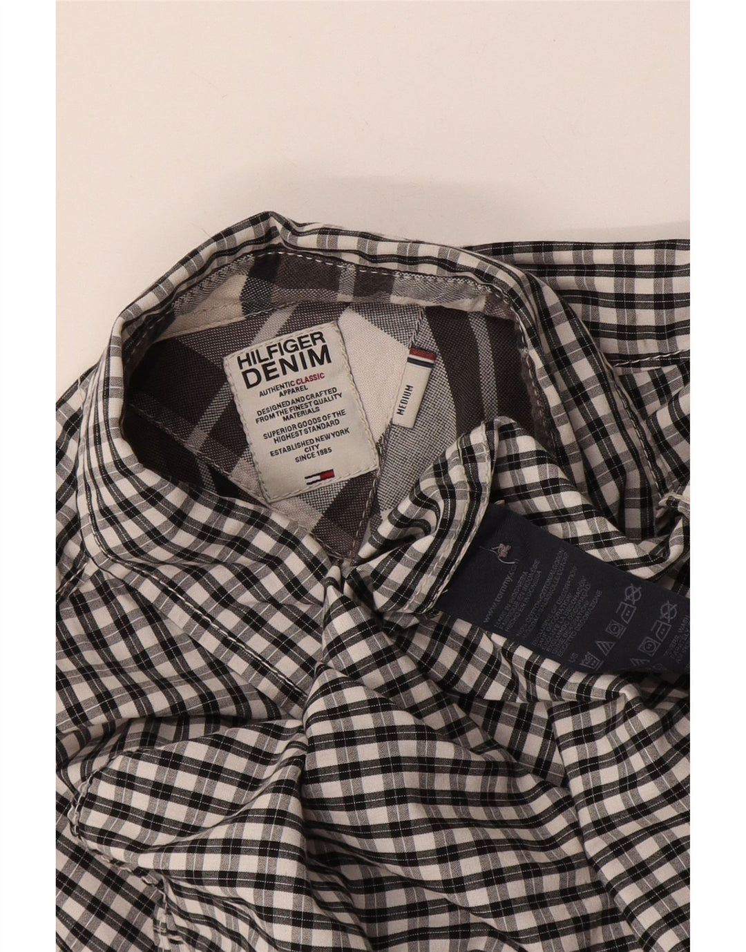 Camicia da uomo Tommy Hilfiger in cotone a quadretti blu medio
