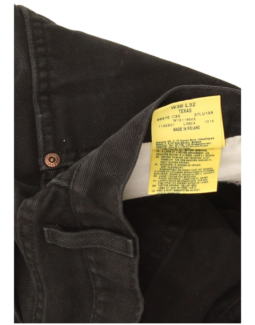 Jeans dritti da uomo Wrangler Texas W36 L32 cotone nero
