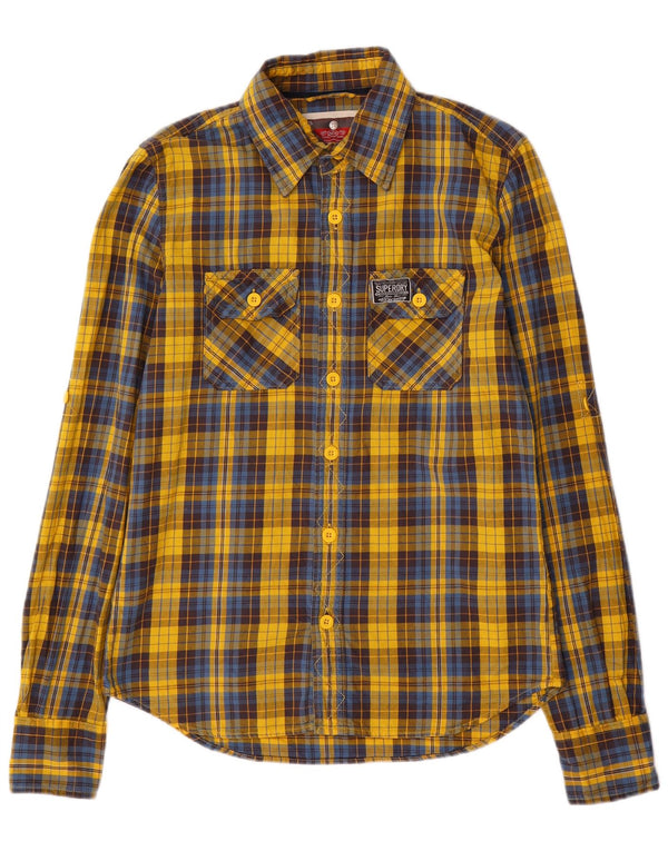 Camicia da uomo in flanella Superdry in cotone a quadri giallo medio
