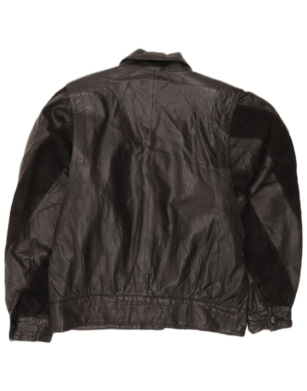 Giacca in pelle da donna vestibilità ampia VINTAGE IT 46 Large in pelle nera