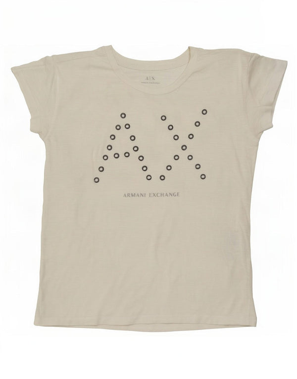 T-shirt grafica oversize da donna Armani Exchange Top UK 6 XS cotone bianco