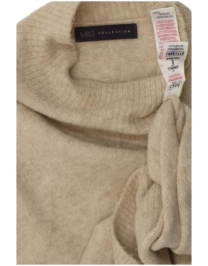Maglione maglione collo alto da donna Zara UK 10 piccolo acrilico beige