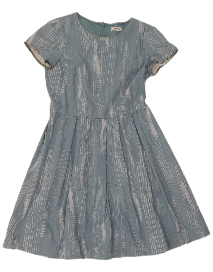 Abito a trapezio da donna Max & Co. UK 12 Acetato chiazzato blu medio