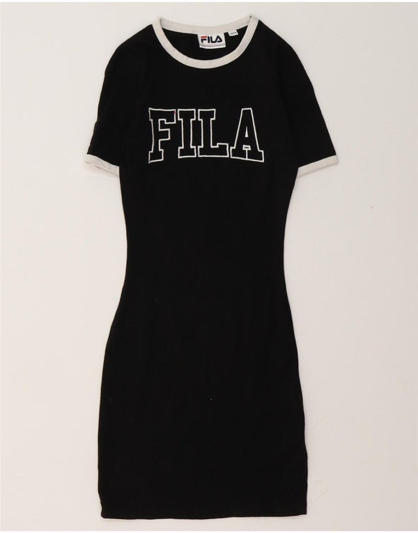 Abito t-shirt grafica da donna FILA UK 4 XS cotone nero