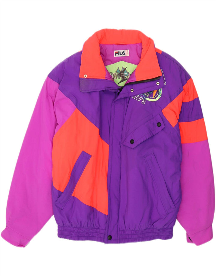 Giacca da sci da uomo Fila Loose Fit IT 46 Small Viola Colourblock in poliammide anni '90