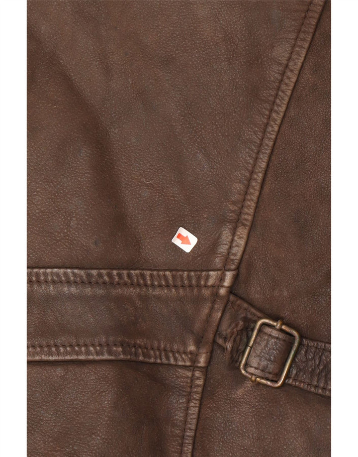 Giacca in pelle vintage da uomo UK 38 in pelle marrone medio