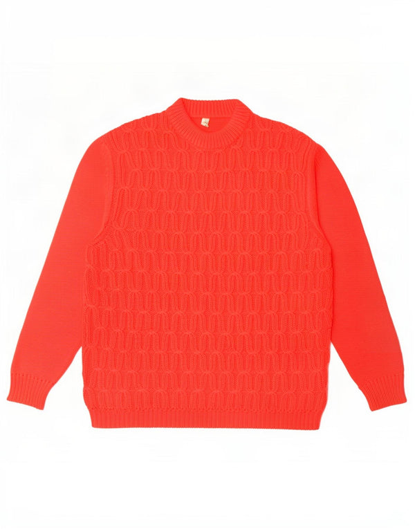 Vintage Womens Crew Neck Jumper Sweater UK 16 Large Red Acrylic