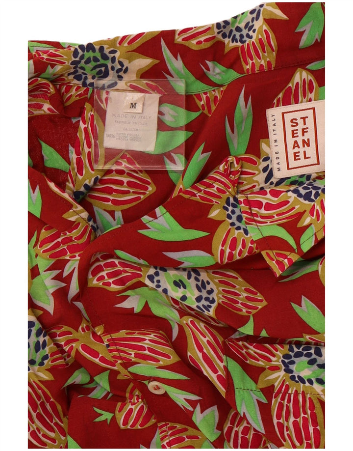 Camicia da uomo a maniche corte STEFANEL Rosso medio floreale Rayon hawaiano