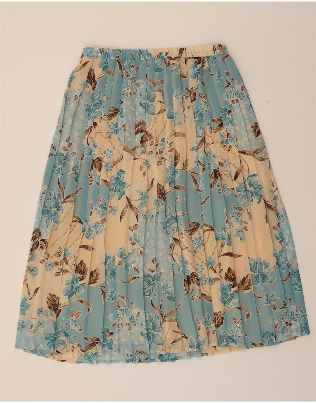 EASTEX Womens Pleated Skirt UK 12 Medium W30  Blue Floral Polyester Vintage Eastex and Second-Hand Eastex from Messina Hembry 