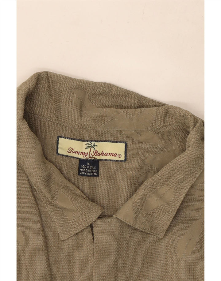 Camicia a maniche corte con motivo astratto da uomo Tommy Hilfiger XL in seta kaki