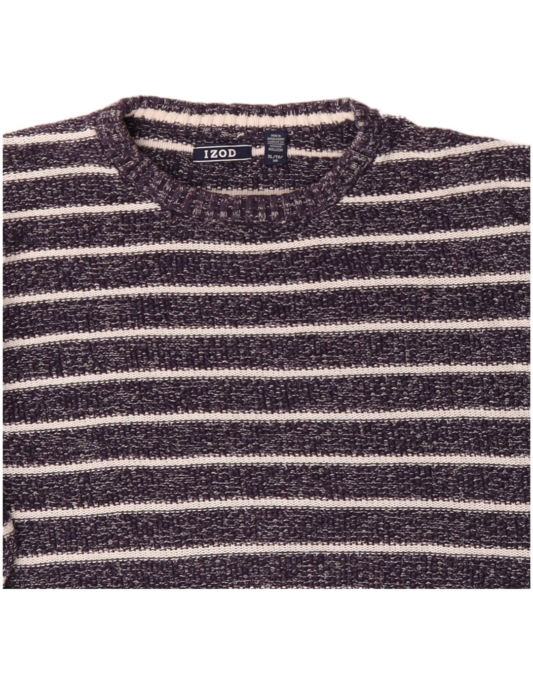 Maglione maglione girocollo da uomo IZOD XL in cotone a righe blu navy
