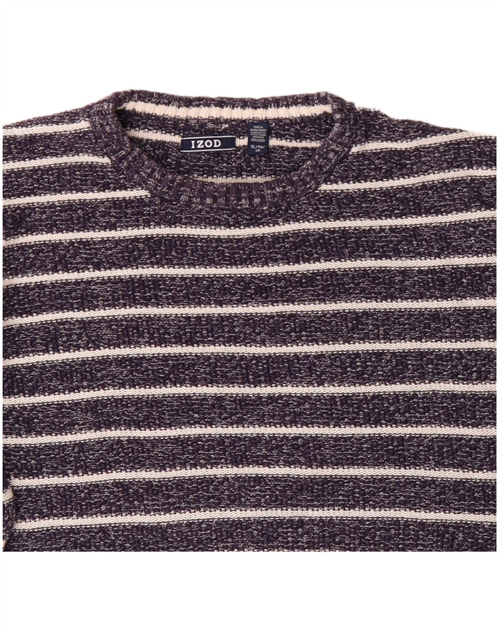 Maglione maglione girocollo da uomo IZOD XL in cotone a righe blu navy