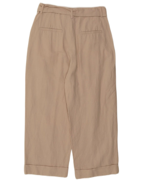 Pantaloni capri da donna con pegging a vita alta Zara piccoli W26 L22 lino beige