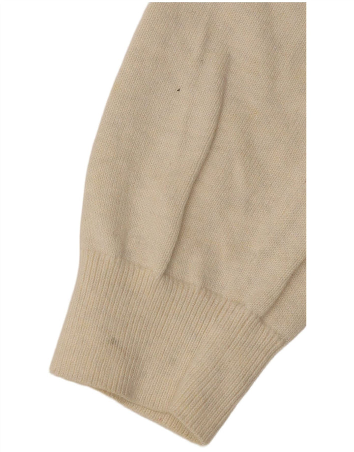 TOMMY HILFIGER Maglione da uomo con zip e collo grande in cotone bianco sporco