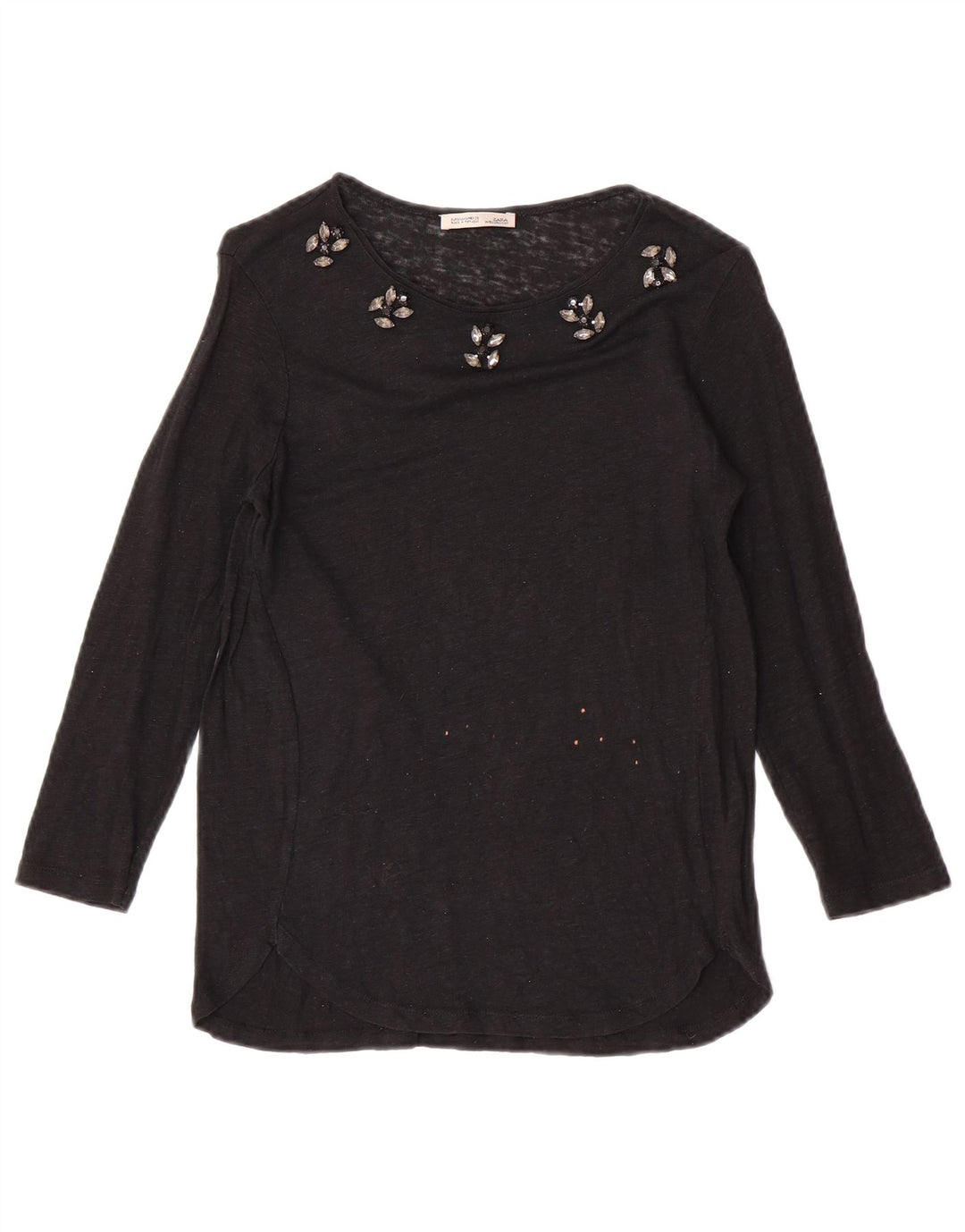 Top Zara Donna Manica 3/4 UK 10 Small Nero