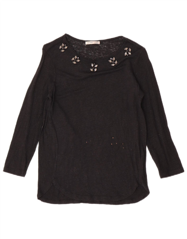 Top Zara Donna Manica 3/4 UK 10 Small Nero