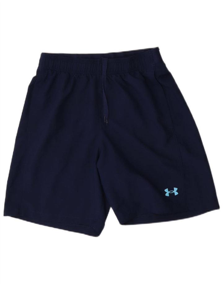 Pantaloncini sportivi grafici da uomo Under Armour medio poliestere blu navy