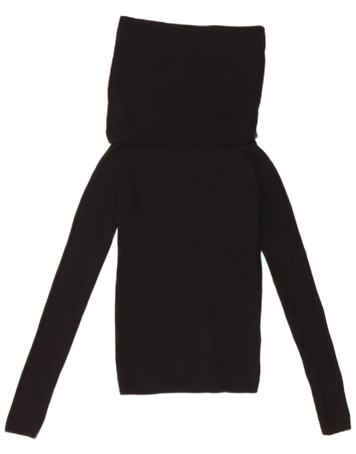 Zara Womens Roll Neck Top Long Sleeve UK 8 Small Black Polyester