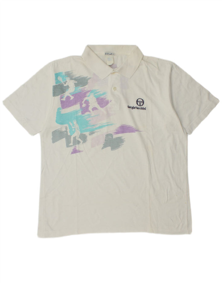 Polo grafica da uomo Sergio Tacchini grande in cotone tie-dye bianco