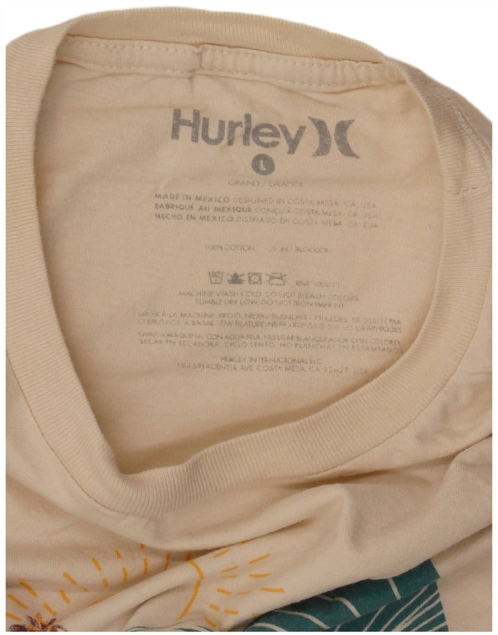 T-shirt grafica da uomo Hurley Top grande in cotone bianco sporco