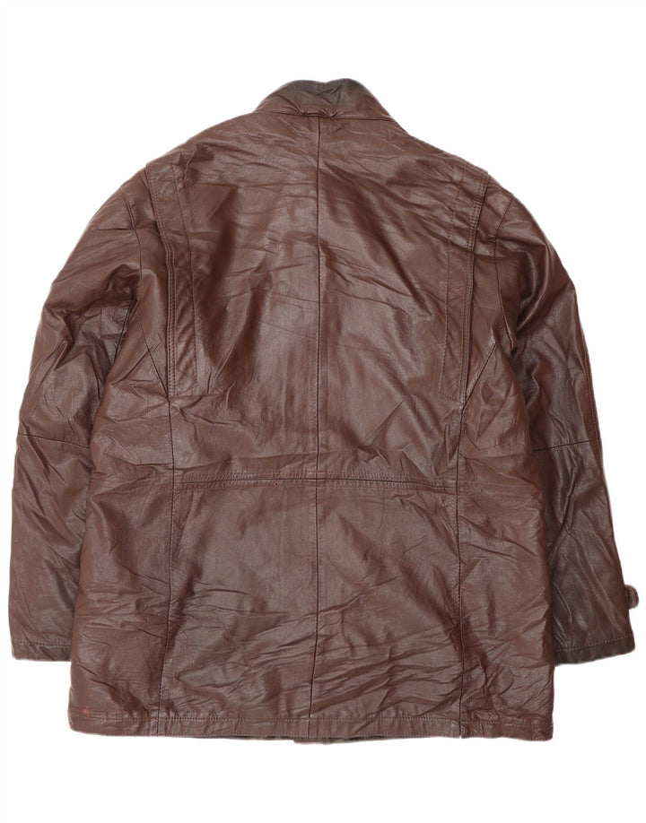 Giacca in pelle vintage da uomo IT 52 XL Marrone