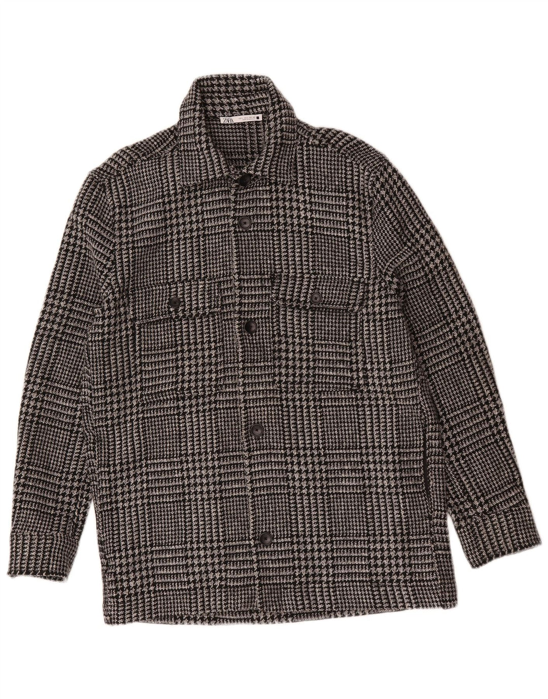 Giacca utility da uomo Zara grande nera in poliestere pied de poule