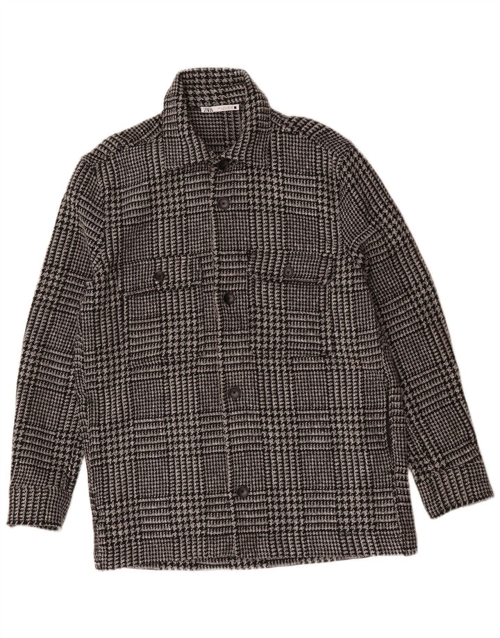 Giacca utility da uomo Zara grande nera in poliestere pied de poule