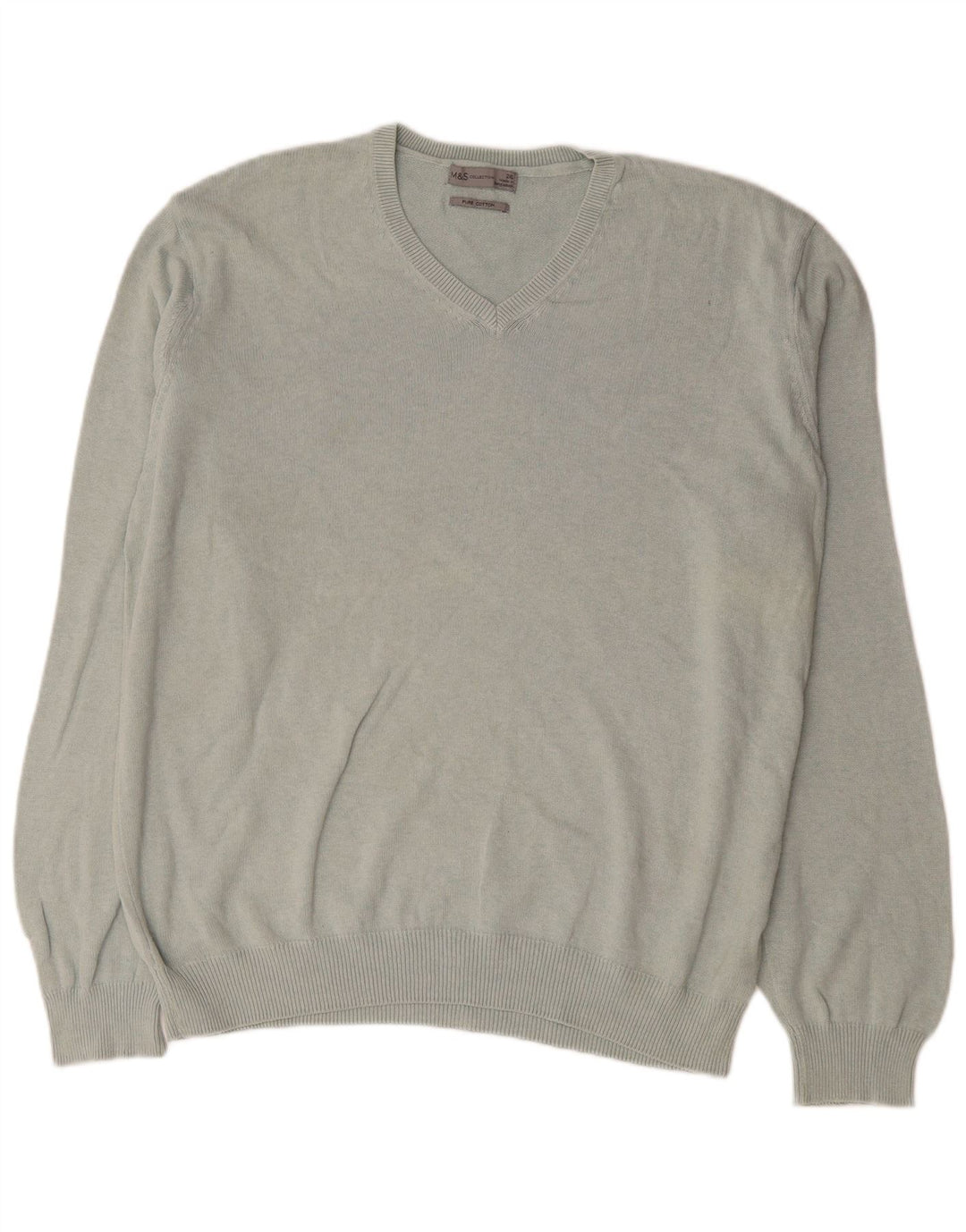 Maglione maglione con scollo a V da uomo Marks & Spencer 2XL cotone grigio