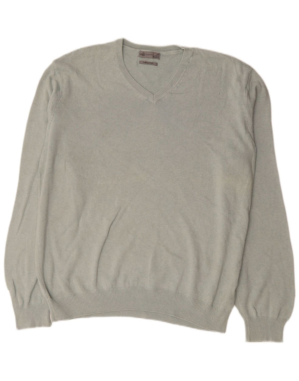 Maglione maglione con scollo a V da uomo Marks & Spencer 2XL cotone grigio