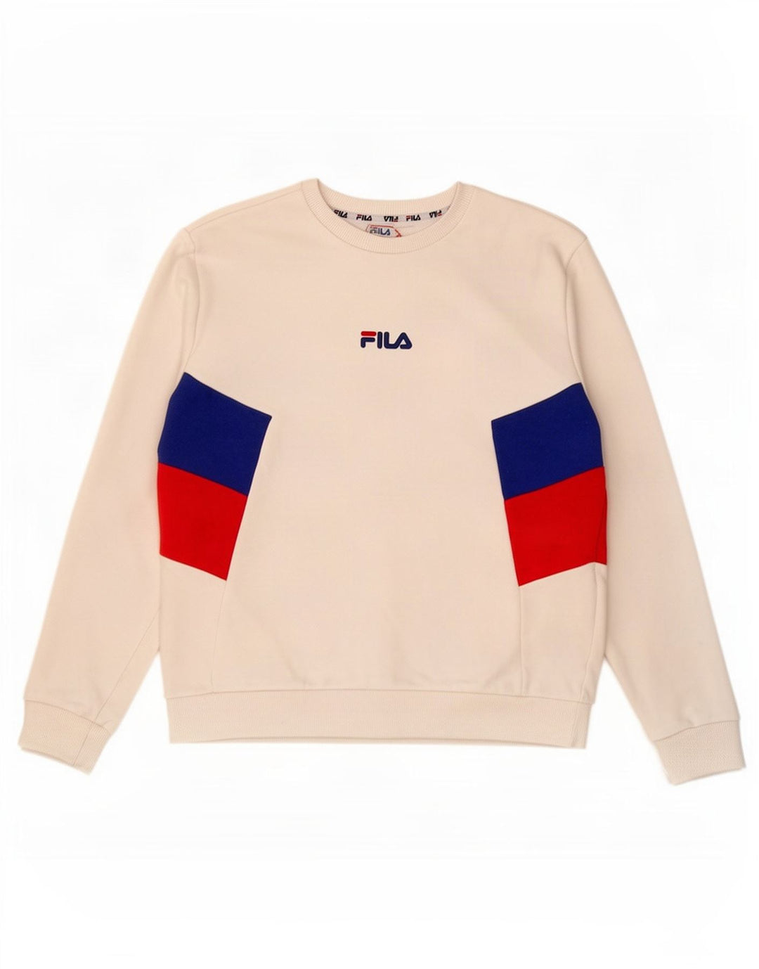 Fila Felpa da uomo Maglione Small White Colourblock in cotone