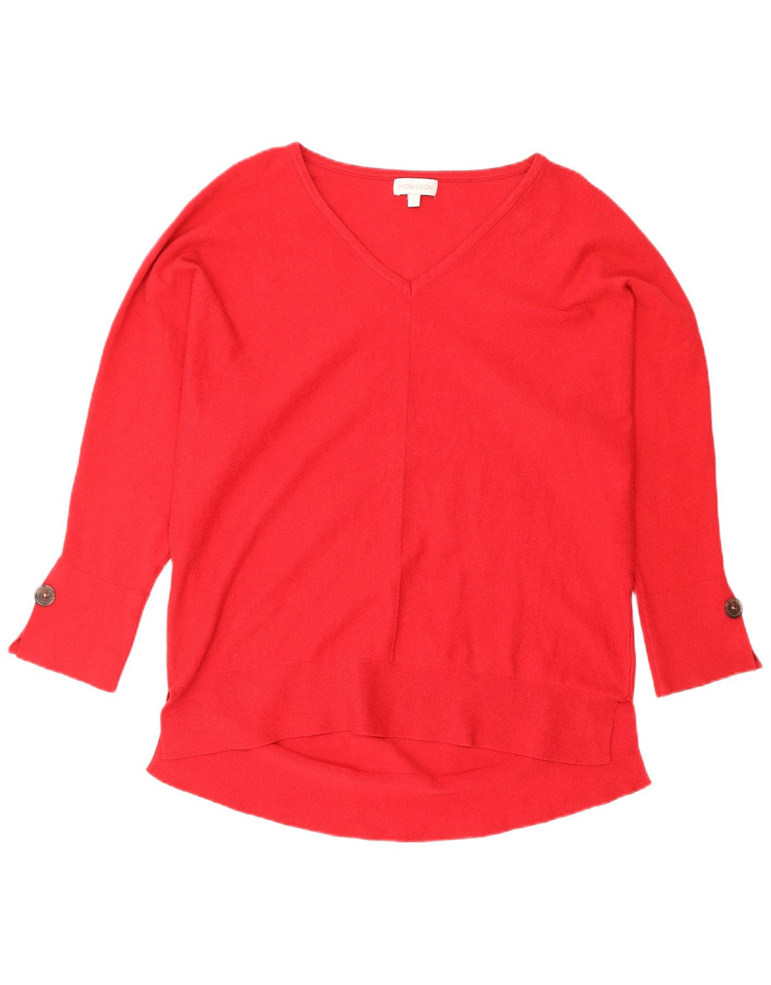 Maglione maglione con scollo a V da donna Monsoon UK 16 Grande poliestere rosso