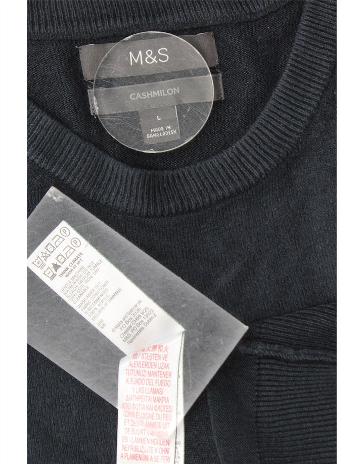 Maglione maglione girocollo da uomo Marks & Spencer grande acrilico blu navy