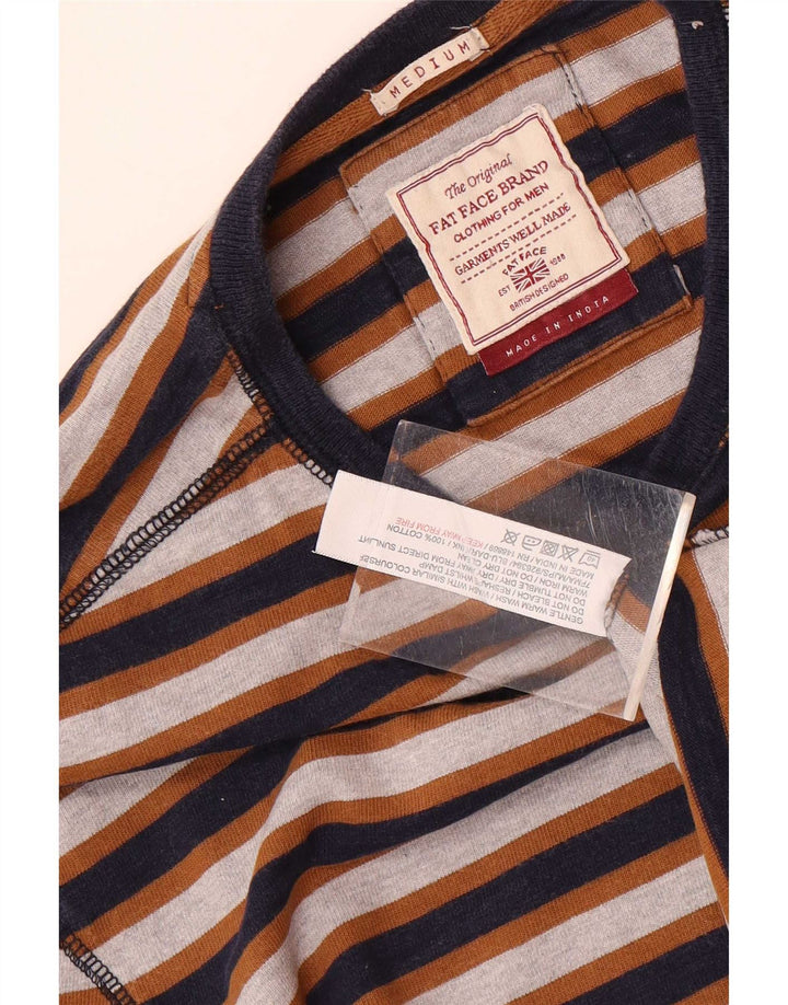 Fat Face Top regolare da uomo a maniche lunghe in cotone a righe multicolori medie